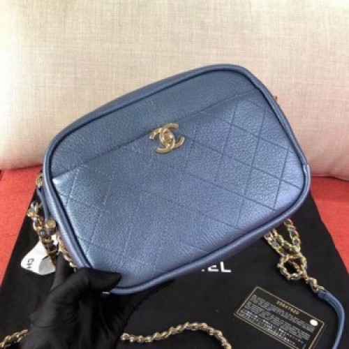 Chanel Medium Metallic Leather Camera Case Shoulder Bag AS0137 Blue 2019 Collection AQ01419 Chanel Medium Metallic Leather Camera Case Shoulder Bag AS0137 Blue 2019 Collection AQ01419