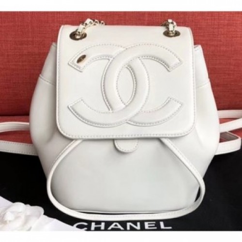 Chanel Lambskin CC Logo Backpack Bag AS0325 White 2019 AQ01972