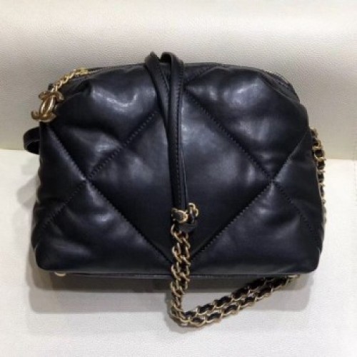 Chanel Maxi Quilted Lambskin Small Bowling Shoulder Bag AS0781 Black 2019 Collection AQ00714