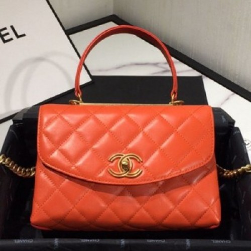 Chanel Quilted Lambskin Flap Bag with Handle AS1175 Red 2019 Collection AQ02240 Chanel Quilted Lambskin Flap Bag with Handle AS1175 Red 2019 Collection AQ02240