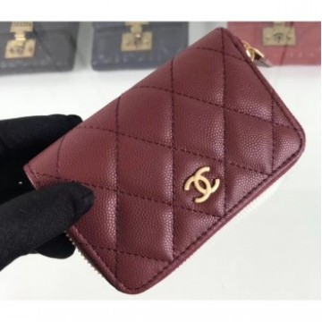 Chanel Caviar Leather Classic Zipped Card Holder A69271 Burgundy AQ00532 Chanel Caviar Leather Classic Zipped Card Holder A69271 Burgundy AQ00532