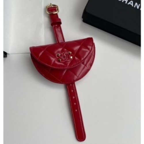 Chanel Shiny Crumpled Lambskin Flap Coin Purse Wristlet Bag AP1346 Red 2020 AQ01837