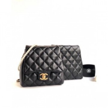 Chanel Lambskin with Pearls Side Pack Bag AS0614 Black 2019 AQ03646 Chanel Lambskin with Pearls Side Pack Bag AS0614 Black 2019 AQ03646