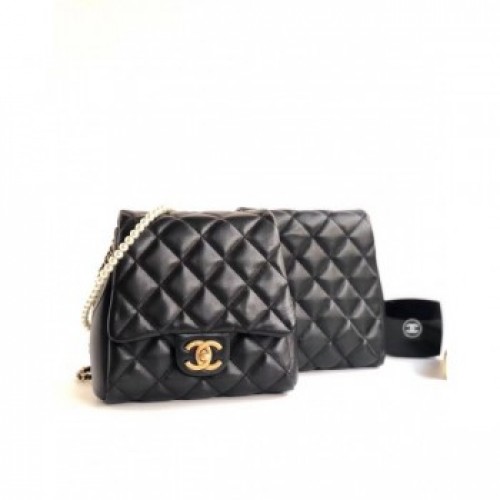 Chanel Lambskin with Pearls Side Pack Bag AS0614 Black 2019 AQ03646
