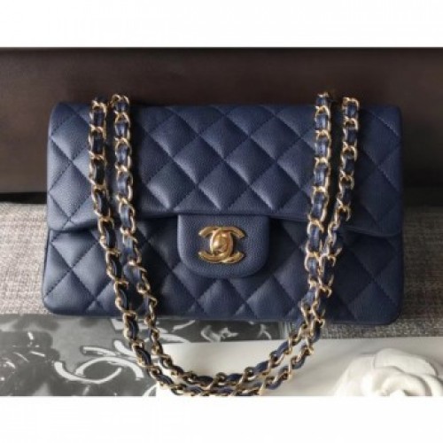 Chanel Caviar Leather Classic Flap Small Bag A01113 Haze Blue/Gold 2018 AQ01532