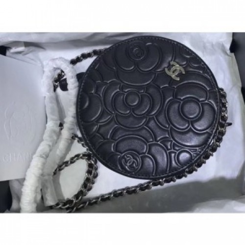 Chanel Camellia Round Evening Bag Black 2019 AQ03992 Chanel Camellia Round Evening Bag Black 2019 AQ03992