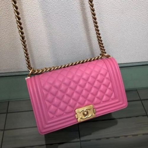 Chanel Calfskin Leather Medium Le Boy Flap Bag 25cm Rosy/Gold Collection AQ01025 Chanel Calfskin Leather Medium Le Boy Flap Bag 25cm Rosy/Gold Collection AQ01025