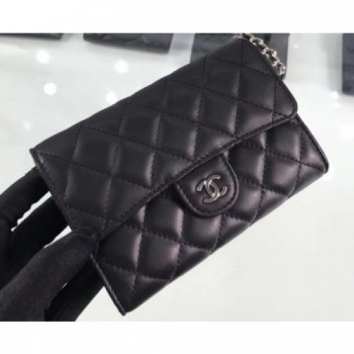 Chanel Lambskin Classic Clutch with Chain Bag A84512 Black/Silver AQ00594 Chanel Lambskin Classic Clutch with Chain Bag A84512 Black/Silver AQ00594