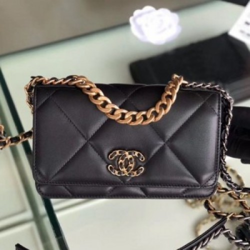Chanel Quilted 19 Wallet on Chain WOC AP0957 Black 2019 Collection AQ00554 Chanel Quilted 19 Wallet on Chain WOC AP0957 Black 2019 Collection AQ00554
