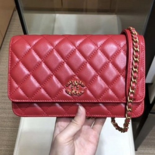 Chanel Quilted Lambskin Wallet on Chain WOC AP0724 Red 2019 Collection AQ02833