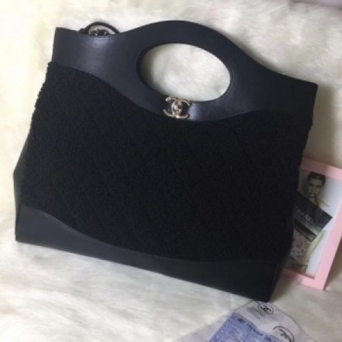 Chanel Shearling Sheepskin 31 Medium Shopping Bag AS1010 Black 2019 Collection AQ02307 Chanel Shearling Sheepskin 31 Medium Shopping Bag AS1010 Black 2019 Collection AQ02307