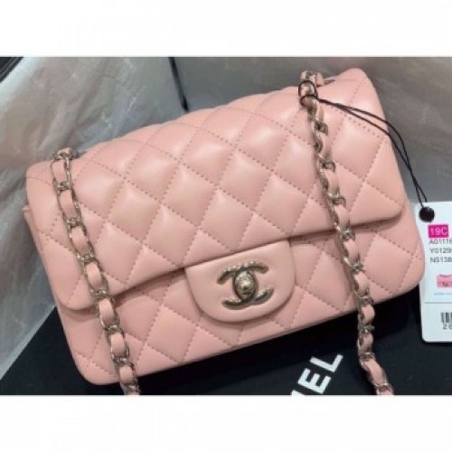 Chanel Original Quality Small Classic Flap Bag 1116 in Sheepskin Nude Pink with Silver Hardware AQ03503