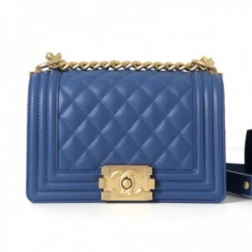Chanel Quilted Calfskin Small Boy Flap Bag A67085 Blue 2019 Collection AQ03681 Chanel Quilted Calfskin Small Boy Flap Bag A67085 Blue 2019 Collection AQ03681