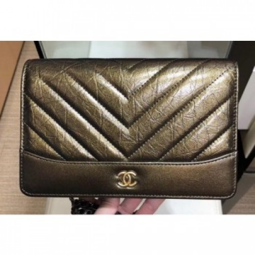 Chanel Glittered Aged Calfskin Gabrielle Wallet On Chain WOC Bag Chevron Gold 2019 AQ00846 Chanel Glittered Aged Calfskin Gabrielle Wallet On Chain WOC Bag Chevron Gold 2019 AQ00846