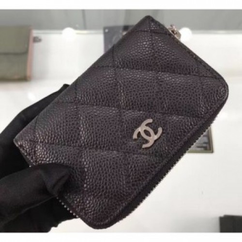 Chanel Grained Leather Classic Zipped Card Holder A69271 Black/Silver AQ02848 Chanel Grained Leather Classic Zipped Card Holder A69271 Black/Silver AQ02848