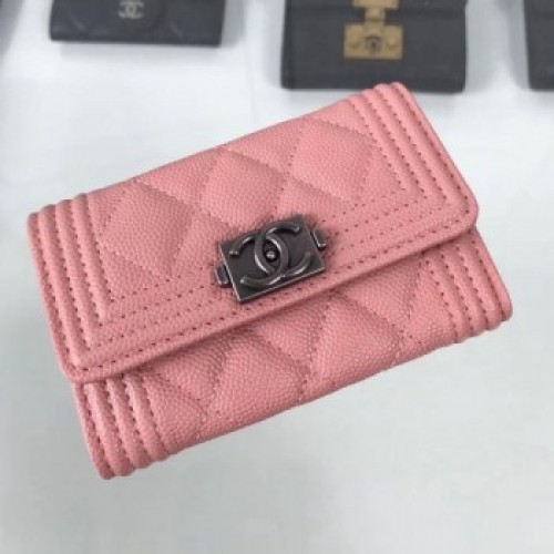 Chanel Grained Leather Small Flap Boy Wallet A80603 Pink 2019 Collection AQ03818 Chanel Grained Leather Small Flap Boy Wallet A80603 Pink 2019 Collection AQ03818