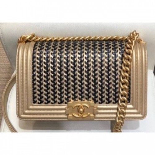 Chanel Metallic Boy Medium Flap Bag Gold/Black 2019 AQ02794 Chanel Metallic Boy Medium Flap Bag Gold/Black 2019 AQ02794