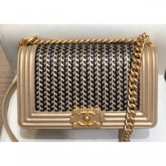 Chanel Metallic Boy Medium Flap Bag Gold/Black 2019 AQ02794 Chanel Metallic Boy Medium Flap Bag Gold/Black 2019 AQ02794