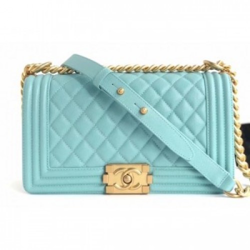 Chanel Caviar Leather Boy Flap Medium Bag Tiffany Blue AQ02136 Chanel Caviar Leather Boy Flap Medium Bag Tiffany Blue AQ02136
