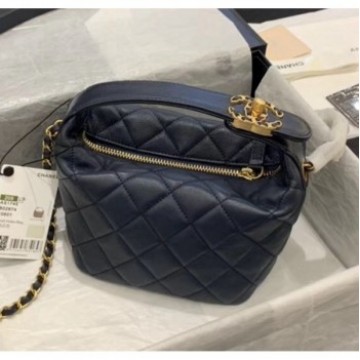 Chanel Quilted Leather Small Hobo Bag With Gold-Tone Metal AS1745 Navy Blue 2020 Collection AQ02158 Chanel Quilted Leather Small Hobo Bag With Gold-Tone Metal AS1745 Navy Blue 2020 Collection AQ02158