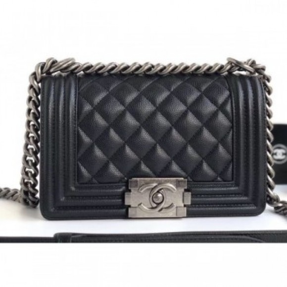 Chanel Caviar Leather Boy Flap Small Bag Black/Silver AQ04132 Chanel Caviar Leather Boy Flap Small Bag Black/Silver AQ04132