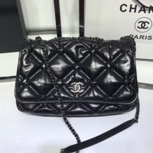 Chanel Quilted Puffer Wax Calfskin Flap Bag Black 2019 Collection AQ04031 Chanel Quilted Puffer Wax Calfskin Flap Bag Black 2019 Collection AQ04031