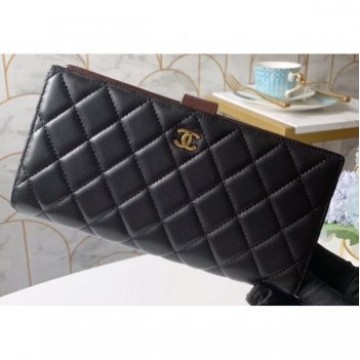 Chanel Classic Bi-fold Wallet Clutch Bag With Handle Strap A70525 Lambskin Black/Gold AQ04318 Chanel Classic Bi-fold Wallet Clutch Bag With Handle Strap A70525 Lambskin Black/Gold AQ04318