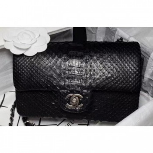 Chanel Python Classic Flap Small Bag A1116 Black/Silver AQ03104 Chanel Python Classic Flap Small Bag A1116 Black/Silver AQ03104