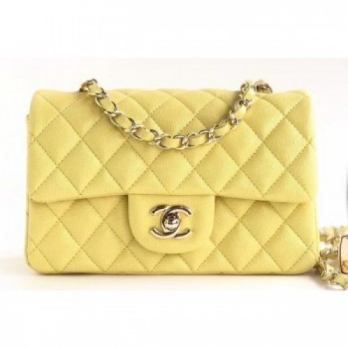 Chanel Pearl Caviar Calfskin Small Classic Flap Bag A1116 Light Yellow AQ02752