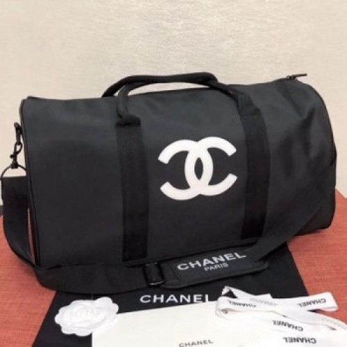 Chanel Fabric CC Carry-on Duffle Handle Bag Black/White 01 2019 Collection AQ00841