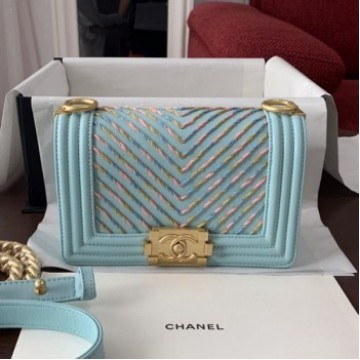 Chanel Small Boy Chanel Handbag A67085 Blue 2019 Collection AQ03371