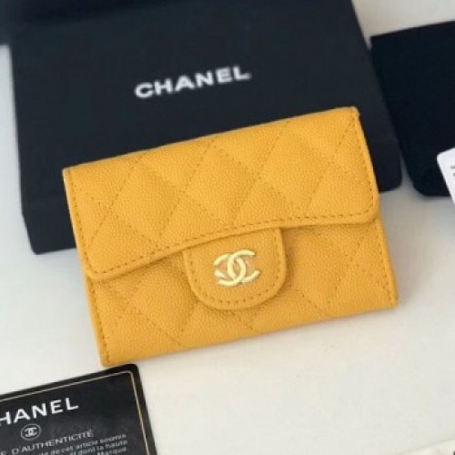 Chanel Grained Leather Classic Card Holder AP0214 Yellow 2019 Collection AQ04353 Chanel Grained Leather Classic Card Holder AP0214 Yellow 2019 Collection AQ04353
