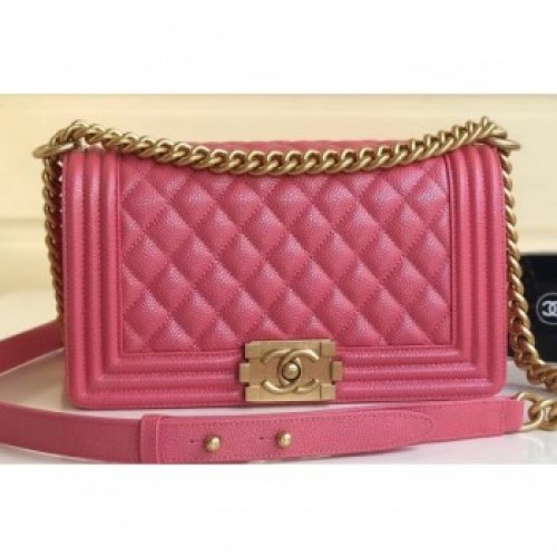 Chanel Caviar Leather Boy Flap Medium Bag Dark Pink AQ01548 Chanel Caviar Leather Boy Flap Medium Bag Dark Pink AQ01548