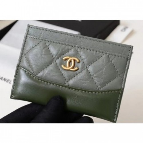 Chanel Aged Calfskin Gabrielle Card Holder A84386 Green AQ03669 Chanel Aged Calfskin Gabrielle Card Holder A84386 Green AQ03669
