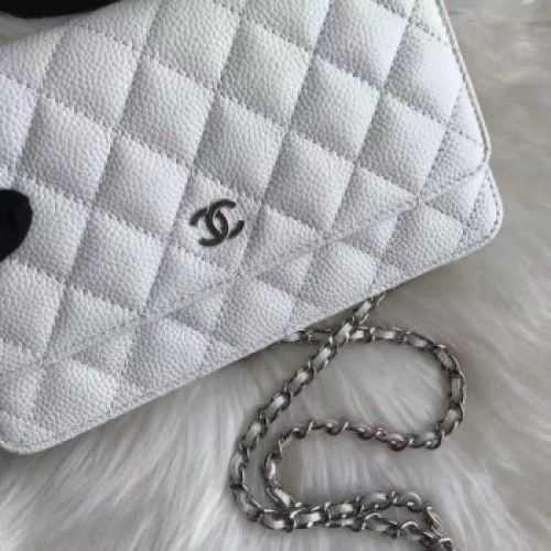 Chanel Caviar Leather Quilting Wallet On Chain WOC White AQ02090 Chanel Caviar Leather Quilting Wallet On Chain WOC White AQ02090