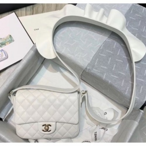 Chanel Lambskin & Calfskin Flap Bag AS1737 White 2020 Collection AQ04333 Chanel Lambskin & Calfskin Flap Bag AS1737 White 2020 Collection AQ04333