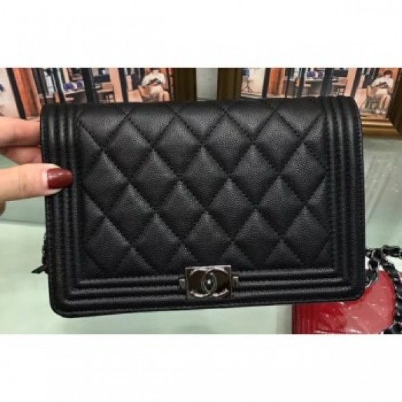 Chanel Boy Wallet On Chain WOC Bag In Caviar Leather Black AQ01995 Chanel Boy Wallet On Chain WOC Bag In Caviar Leather Black AQ01995