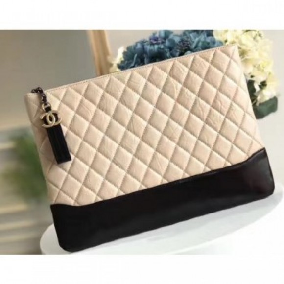Chanel Aged Calfskin Gabrielle Pouch Clutch Large Bag A84288 Beige AQ03566 Chanel Aged Calfskin Gabrielle Pouch Clutch Large Bag A84288 Beige AQ03566