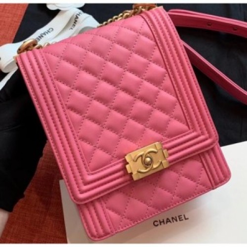 Chanel Boy North/South Small Flap Bag AS0130 Dark Pink 2019 AQ02837