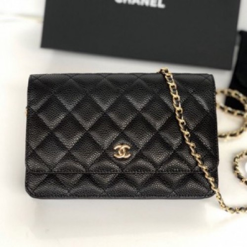 Chanel Grained Calfskin Classic Wallet on Chain WOC AP0250 Black/Gold 2020 Collection AQ03110 Chanel Grained Calfskin Classic Wallet on Chain WOC AP0250 Black/Gold 2020 Collection AQ03110