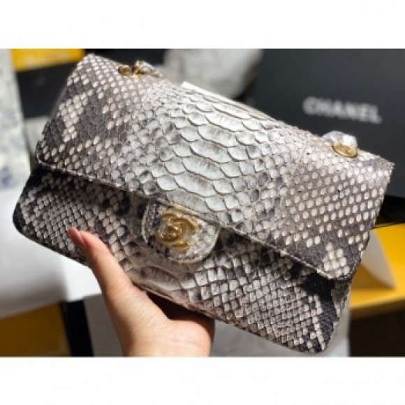 Chanel Python Classic Flap Medium Bag A1112 54 AQ03720 Chanel Python Classic Flap Medium Bag A1112 54 AQ03720