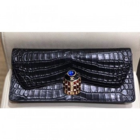 Chanel Metallic Crocodile Embossed Clutch Bag AS0857 Black 2019 AQ02497 Chanel Metallic Crocodile Embossed Clutch Bag AS0857 Black 2019 AQ02497