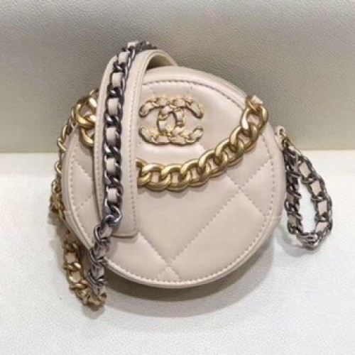 Chanel Maxi-Quilted Lambskin Round Clutch with Chain Apricot 2019 Collection AQ01894 Chanel Maxi-Quilted Lambskin Round Clutch with Chain Apricot 2019 Collection AQ01894