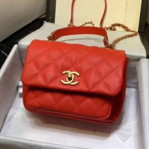 Chanel Quilted Calfskin Medium Flap Bag with Handle AS1155 Red 2020 Collection AQ04030