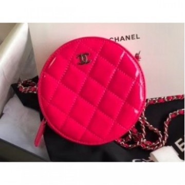 Chanel Round Classic Clutch with Chain Bag AP0245 Patent Fuchsia 2020 AQ01570