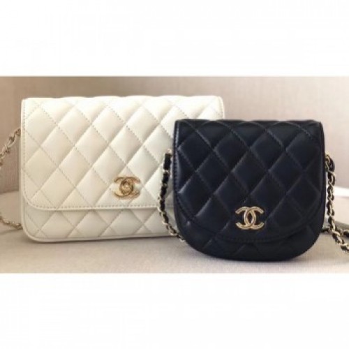 Chanel Lambskin Two-Tone Side Pack Bag AS0649 Black/White 2019 AQ01642 Chanel Lambskin Two-Tone Side Pack Bag AS0649 Black/White 2019 AQ01642