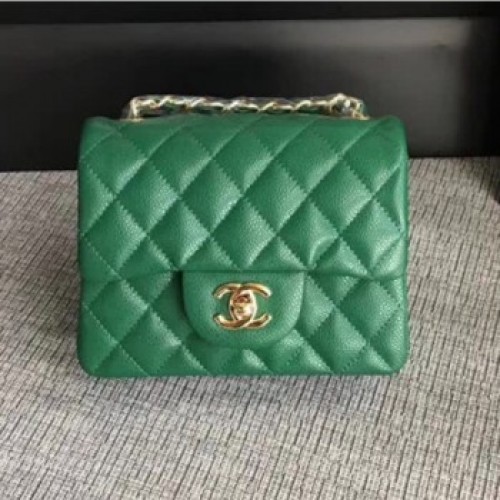 Chanel Classic Flap Mini Bag A1115 in Caviar Leather Green with Golden Hardware AQ01746 Chanel Classic Flap Mini Bag A1115 in Caviar Leather Green with Golden Hardware AQ01746