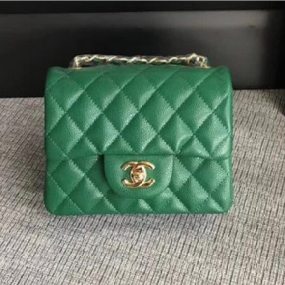 Chanel Classic Flap Mini Bag A1115 in Caviar Leather Green with Golden Hardware AQ01746 Chanel Classic Flap Mini Bag A1115 in Caviar Leather Green with Golden Hardware AQ01746