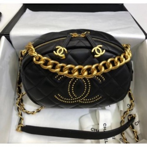 Chanel Lambskin Studs Camera Case Clutch Bag With Chain AS1511Black 2020 Collection AQ01250 Chanel Lambskin Studs Camera Case Clutch Bag With Chain AS1511Black 2020 Collection AQ01250