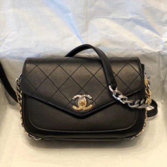 Chanel Quilted Calfskin Flap Bag AS0413 Black 2019 Collection AQ03285 Chanel Quilted Calfskin Flap Bag AS0413 Black 2019 Collection AQ03285